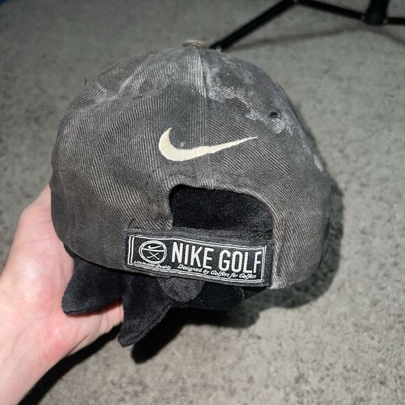 Vintage 90s Nike Golf Hat Cap Strap Back Adjustable Black Embroidered Logo Adult - Picture 3 of 7